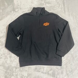 Sport-Tek Quarter Zip Sweatshirt Mens Large Black OSU Stillwater OK Excellent